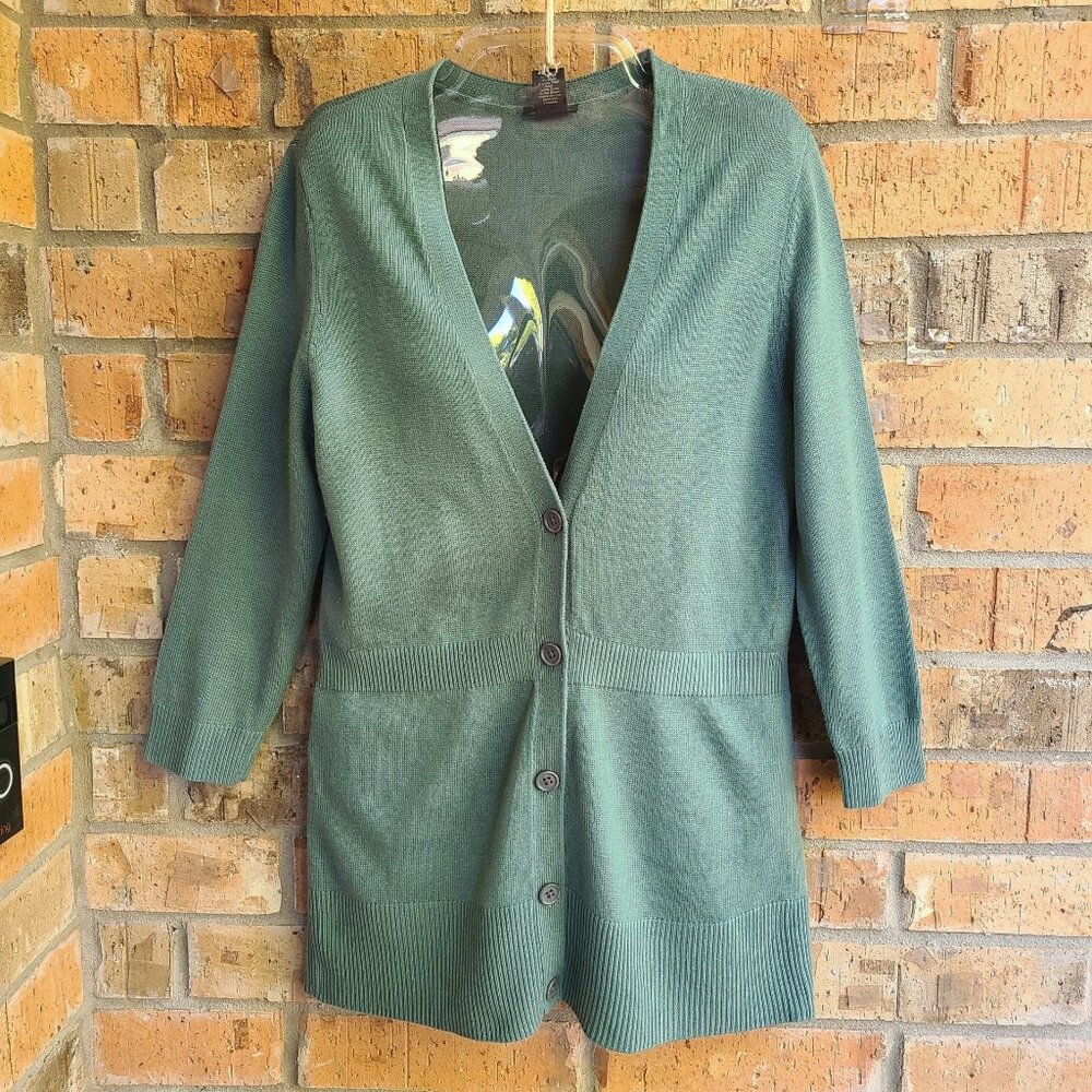 Ann Taylor Womens Knit Sweater Cardigan Wool Blend 3/4 Sleeves Size M
